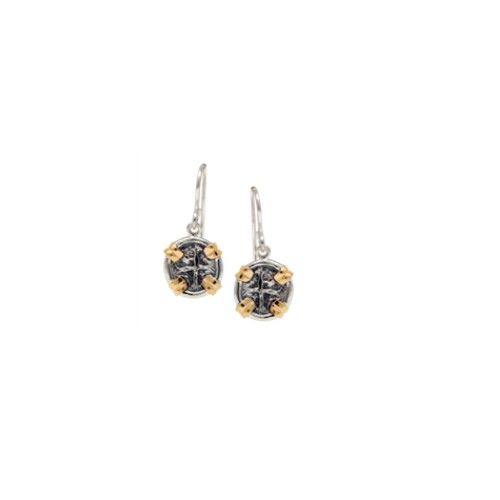 SS/ 14ky Treasure Coin Two Tone Drop Earrings  - TCETTMINDROP