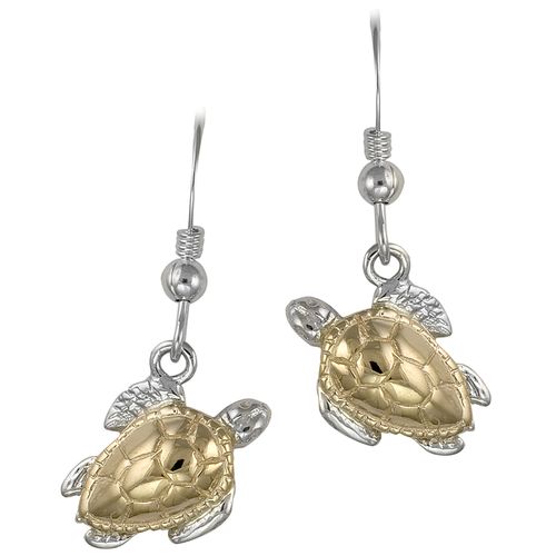 Ss/14ky Turtle Two Tone Drop Earrings - TTETURDROP