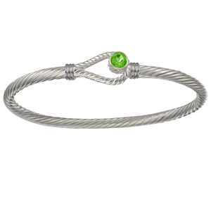 Ss 3.5mm Unity Peridot Cable Bracelet 6.5 Inch - CBLS35UNYP65