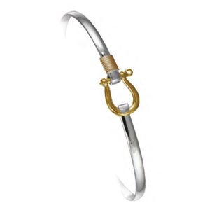 Ss 3x1mm Shackel Bracelet W/14ky Wraps & Head 7.0 Inch - C32CSHA70