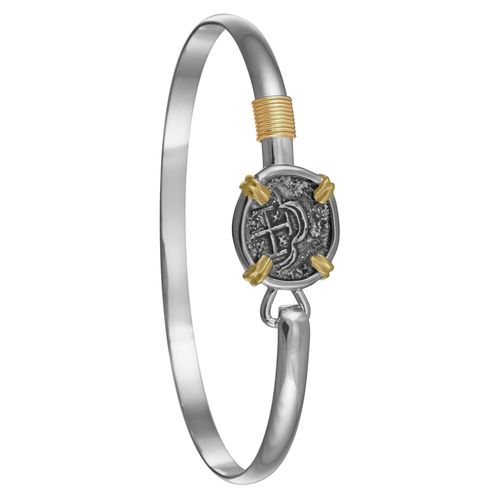 Ss 4mm Atocha Treasure Coin Bracelet W/ss Frame & 14ky Prongs & Wrap 7.5 Inch - TCAT1TT475
