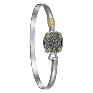 Ss 4mm Atocha Treasure Coin Bracelet W/ss Frame & 14ky Prongs & Wrap 8.0 Inch - TCAT1TT480