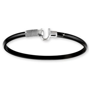 Black Titanium Hook Bracelet - Sterling Silver 4mm 6.0 Inch