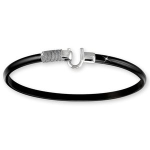 Black Titanium Hook Bracelet - Sterling Silver 4mm 9.0 Inch