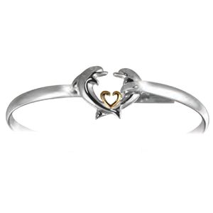 Ss 4mm Dolphin Heart Bracelet W/14ky Heart 6.0 Inch - C4DOLHRT60