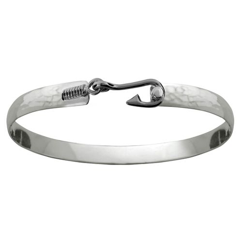 Ss 4mm Hammered Fish Hook Bracelet 7.0 Inch - S4HAMFISH70
