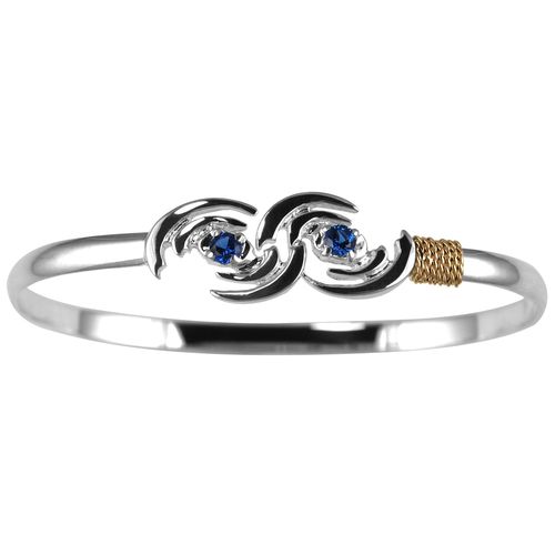 Ss 4mm Irmaria Hurricane Bracelet W/14ky Wraps And Imi Sapphires 5.5 Inch - C4IM55