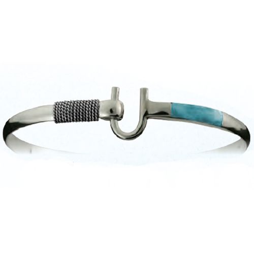 Ss 4mm Larimar Inlay Hook Bracelet 6.5 Inch - LBS4INHK65