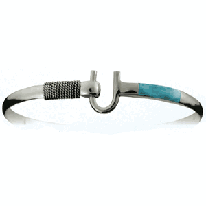 Ss 4mm Larimar Inlay Hook Bracelet 7.5 Inch - LBS4INHK75