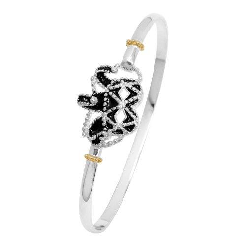 NOLA New Orleans 4mm Mardi Gras Bracelet W/blk Enamel &14ky Beads 7-Inch - NOMGC470