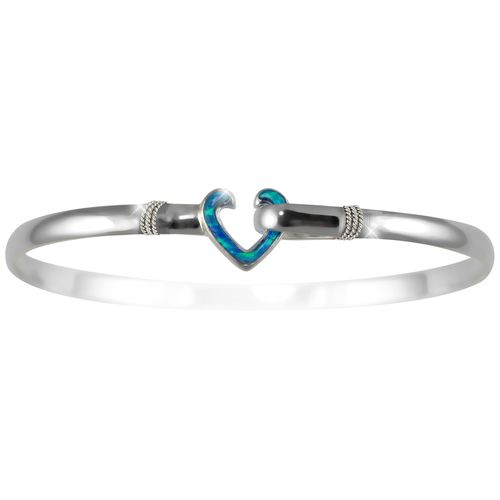 Ss 4mm Opal Heart Hook Bracelet W/imi Opal & Ss Wraps 7.5 Inch - S4OPHRT75