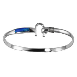 Ss 4mm Opal Inlay Hook Bracelet W/imi Opal & Ss Wraps 8.0 Inch - S4OINHK80