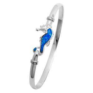 Ss 4mm Opal Inlay Seahorse Bracelet W/ss Wraps 7.0 Inch - S4OPSH70