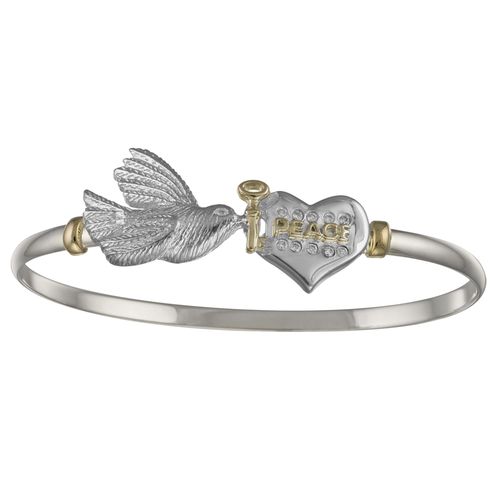 Ss 4mm Peace Bracelet W/ 0.08 Ct Tw Dia And 14ky Wrap And Accent 6.5 Inch - TT4PEACED65