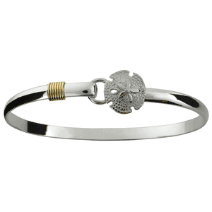 Ss 4mm Silver Sand Dollar Bracelet W/14ky Wrap 6.0 Inch - C4SD60