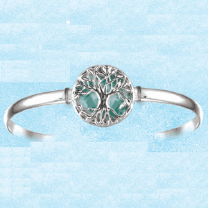 Ss 4mm Tree Of Life Larimar Bracelet W/ss Wraps 7.5 Inch - S4TLL75
