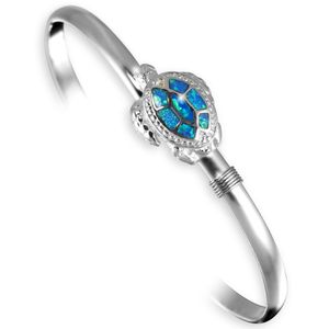 Ss 4mm Turtle Bracelet W/ Imi Opal Inlay & Ss Wraps 7.5 Inch - S4OPTUR75