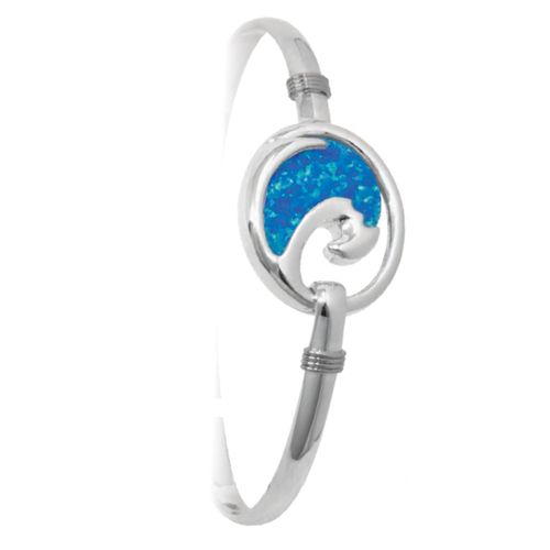 Ss 4mm Wave W/imi Opal Bracelet & Ss Wraps 7.0 Inch - S4WVOP70