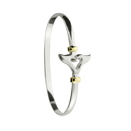 Ss 4mm Whale Tail Heart Bracelet W/14k Wrap 6.0 Inch - C4WTHRT60