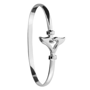 Ss 4mm Whale Tail Heart Bracelet W/ss Wrap 7.0 Inch - S4WTHRT70