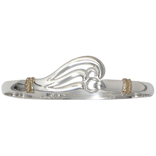 Ss 5mm Double Wave Bracelet W/14ky Wraps 7.0 Inch - C5DW70