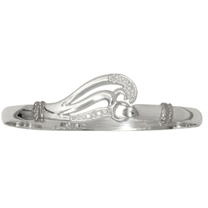 Ss 5mm Double Wave Bracelet W/ss Wraps & Diamonds 6.5 Inch - S5DWD65