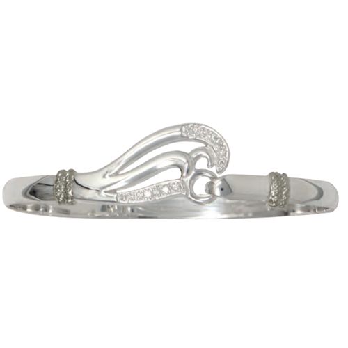 Ss 5mm Double Wave Bracelet W/ss Wraps & Diamonds 6.5 Inch - S5DWD65