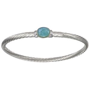 Ss 5mm Larimar Round Cable Bracelet 6.5 Inch - LBCBLS5165