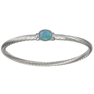 Ss 5mm Larimar Round Cable Bracelet 7.0 Inch - LBCBLS5170