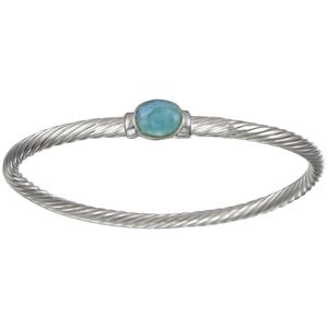 Ss 5mm Larimar Round Cable Bracelet 7.5 Inch - LBCBLS5175