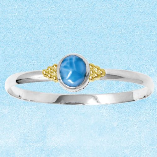 Ss 5mm Mar Azul Larimar Bracelet W/14ky Accents 7.0 Inch - MAL127CHKB70