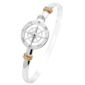 Ss 5mm Special Compass Rose Bracelet W/14ky Rope Wraps 7.5 Inch - C5SCRO75
