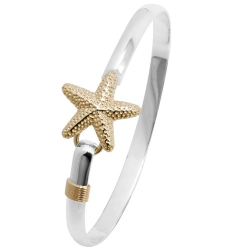 Ss 5mm Starfish Bracelet W/14ky Starfish & Wraps 8.0 Inch - C52CSF80