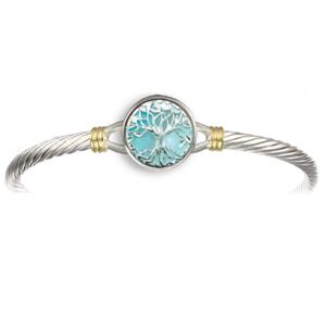 Ss 5mm Tree Of Life Larimar Cable Bracelet W/14ky Wraps 6.0 Inch - CBLC5TLL60