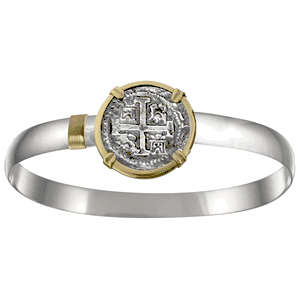 Ss 6mm Atocha Treasure Coin Bracelet W/14ky Frame, Prongs & Wrap 7.0 Inch - TC2CAT1C670