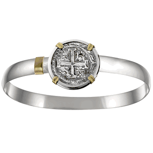 Ss 6mm Atocha Treasure Coin Bracelet W/ss Frame & 14ky Prongs & Wraps 8.0 Inch - TCAT1TT680