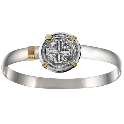 Ss 6mm Atocha Treasure Coin Bracelet W/ss Frame & 14ky Prongs & Wraps 8.0 Inch - TCAT1TT680