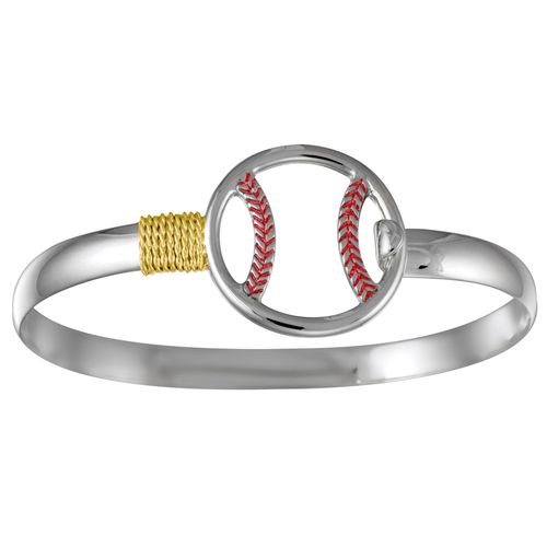 Ss 6mm Baseball Bracelet W/14ky Wraps 7.5 Inch - C6BB75
