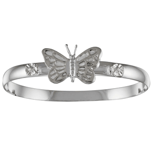 Ss 6mm Butterfly White Bracelet W/ss Wraps 7.0 Inch - S6BFW70
