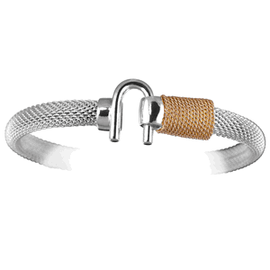 Ss 6mm Caribbean Hook Mesh Bracelet W/14ky Wraps 6.0 Inch - C6ME60