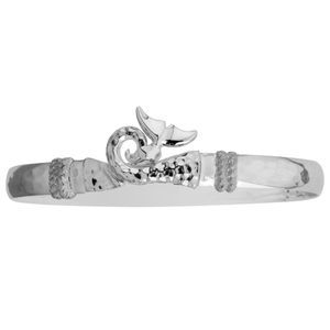 Ss 6mm Dolphin Tail Wave Bracelet W/hammered Bar & Ss Wraps 8.0 Inch - S6DTW180