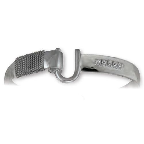 Ss 6mm Hammered Hook Bracelet With White Topaz 8.0 Inch - S6HAMT0280