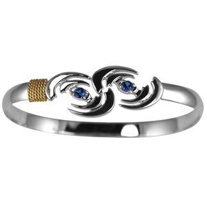 Ss 6mm Irmaria Hurricane Bracelet W/14ky Wraps And Imi Sapphires 9.0 Inch - C6IM90