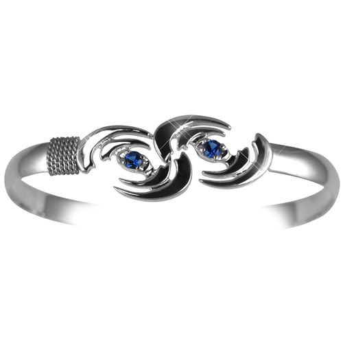 Ss 6mm Irmaria Hurricane Bracelet W/ss Wraps And Imi Sapphires 7.5 Inch - S6IM75