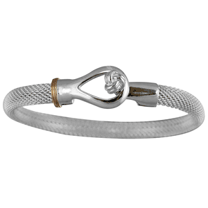 Ss 6mm Knot Mesh Bracelet W/14ky Wraps 7.0 Inch - C6MEKNOT70