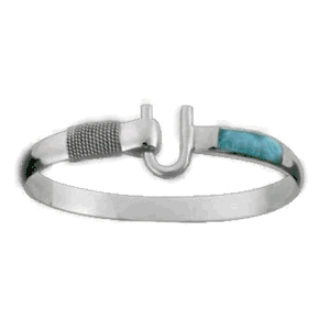 Ss 6mm Larimar Inlay Hook Bracelet 7.0 Inch - LBS6INHK70