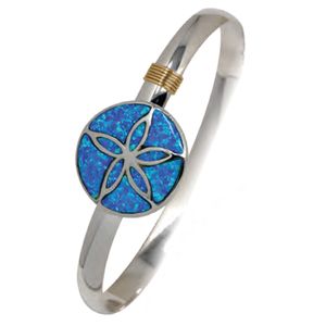 Ss 6mm Sand Dollar Bracelet W/imi Opla Inlay & 14ky Wraps 7.5 Inch - C6OPSD75