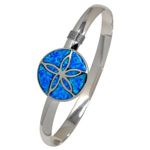 Ss 6mm Sand Dollar Bracelet W/imi Opla Inlay & Ss Wraps 6.5 Inch - S6OPSD65