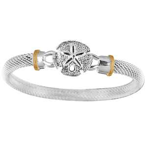 Ss 6mm Sand Dollar Mesh Bracelet W/14ky Wraps 7.5 Inch - C6MESD75