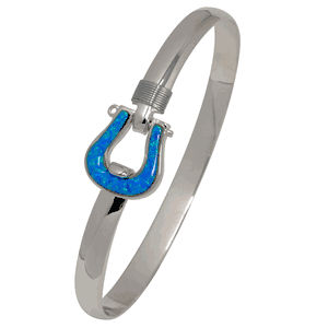 Ss 6mm Shackel Bracelet W/imi Opal Inlay & Ss Wraps 8.0 Inch - S6OPSHA80